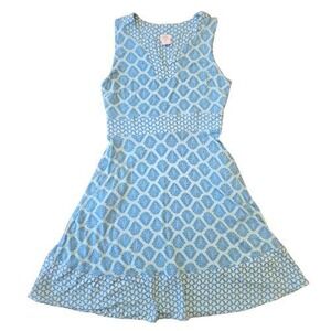 Sigrid Olsen Sleeveless V Neck A Line Shell Print Midi Dress Sz M Pockets Cruise